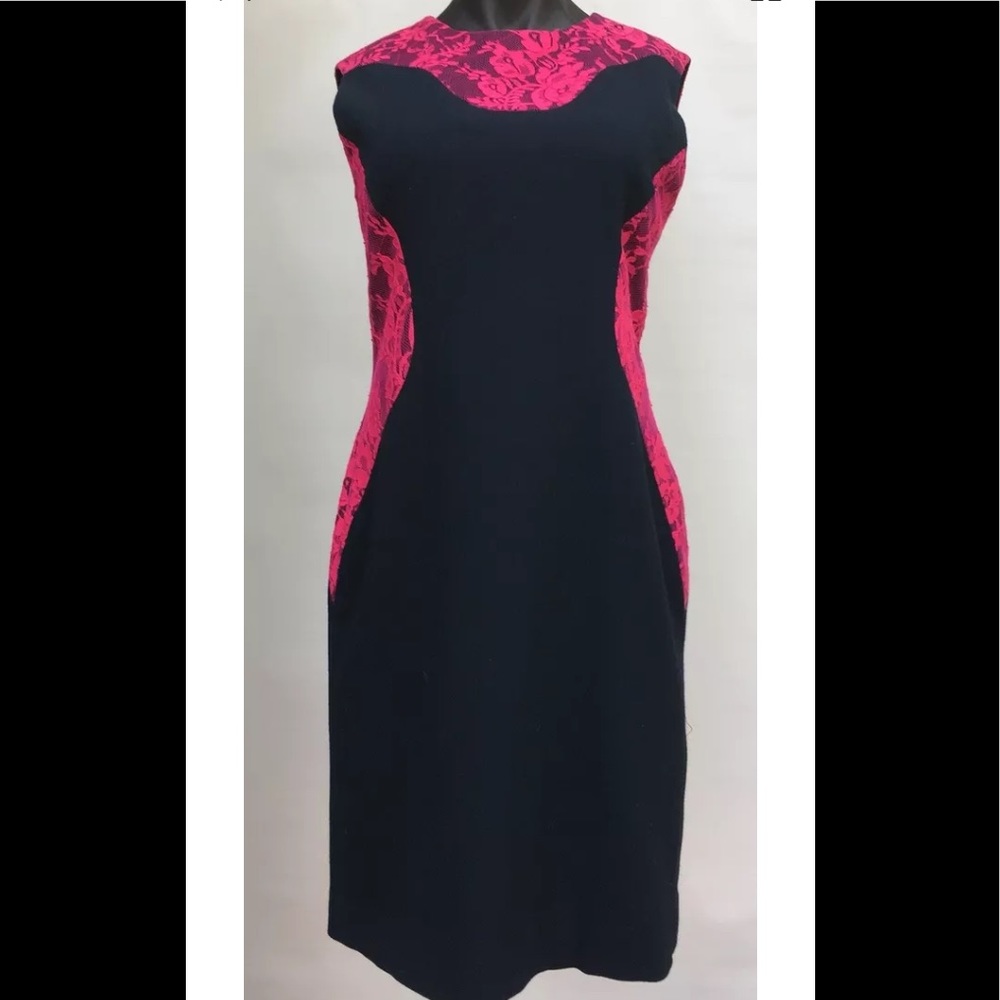 Erdem deep blue pink lace floral dress size 10